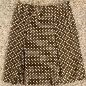 Talbots Olive/Brown and Cream Double Pleated Cocktail Skirt, Sz 4P!